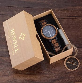 Bewell メンズ 木製アナログ腕時計