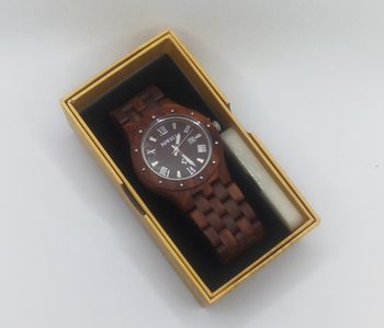 Bewell メンズ 木製アナログ腕時計（赤壇）