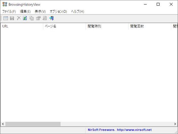 Windows用フリーソフト『BrowsingHistoryView』のスクリーンショットです。
