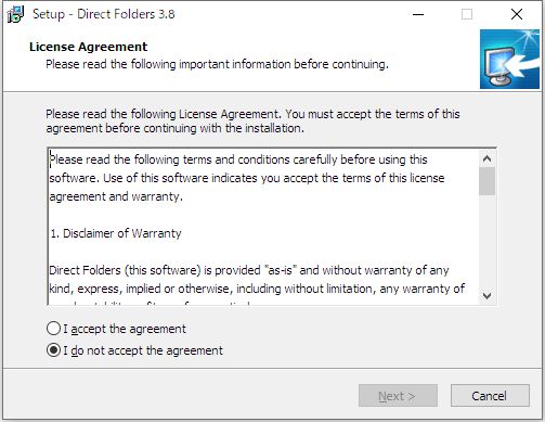 Windows用フリーソフト『Direct Folders for Windows』のスクリーンショット