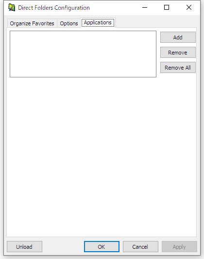 Windows用フリーソフト『Direct Folders for Windows』のスクリーンショット