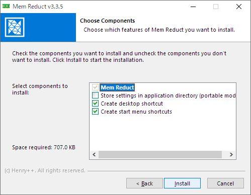 Windows用フリーソフト『Mem Reduct』のスクリーンショット
