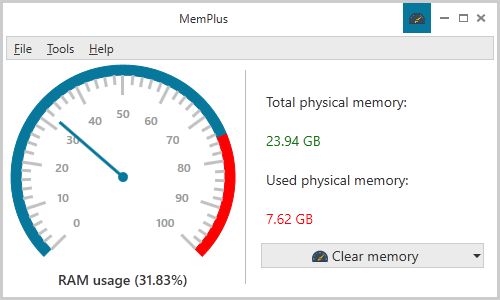 Windows用フリーソフト『MemPlus』のスクリーンショットです。