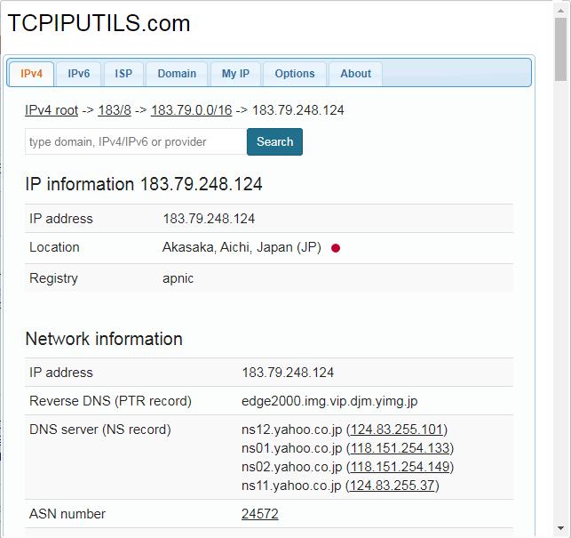 「IP Address and Domain Information」