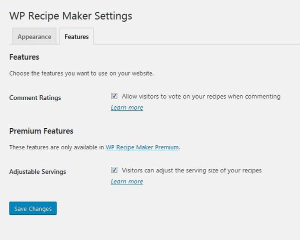 WordPressプラグイン「WP Recipe Maker」のスクリーンショット。