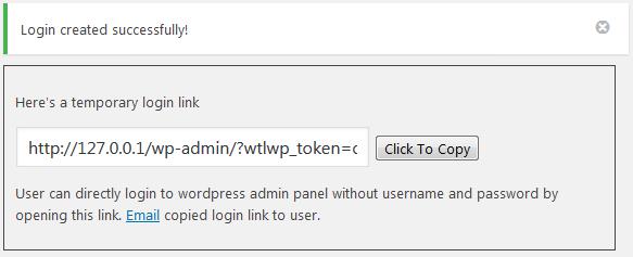 WordPressプラグイン「Temporary Login Without Password」のスクリーンショット