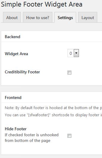 WordPressプラグイン「Podamibe Simple Footer Widget Area」のスクリーンショット