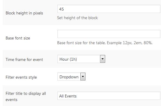 WordPressプラグインTimetable and Event Schedule by MotoPressのスクリーンショット