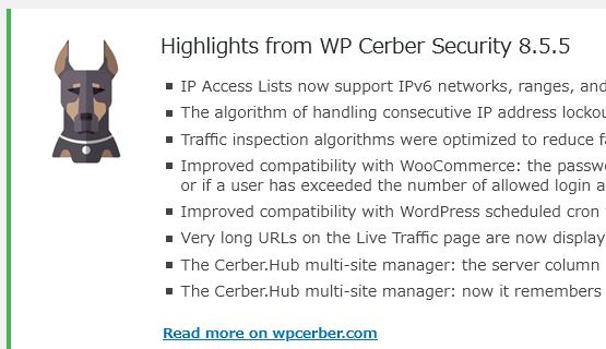 WordPressプラグイン「Cerber Security, Antispam & Malware Scan」のスクリーンショット
