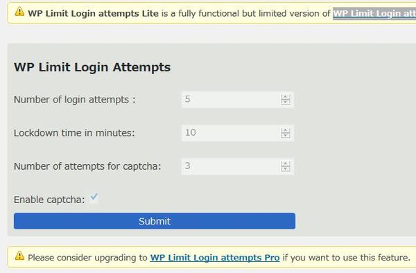 WordPressプラグイン「WP Limit Login Attempts」のスクリーンショット