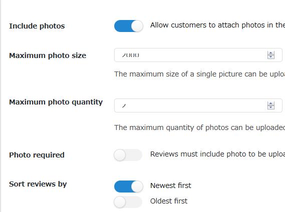 WordPressプラグイン「Photo Reviews for WooCommerce」のスクリーンショット