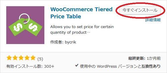 WordPressプラグイン「WooCommerce Tiered Price Table」のスクリーンショット