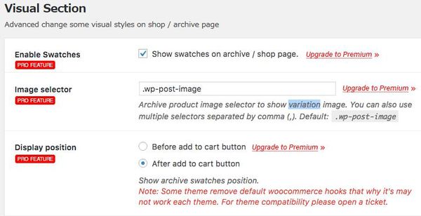 WordPressプラグイン「WooCommerce Variation Swatches」のスクリーンショット