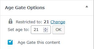 WordPressプラグイン「Age Gate」のスクリーンショット