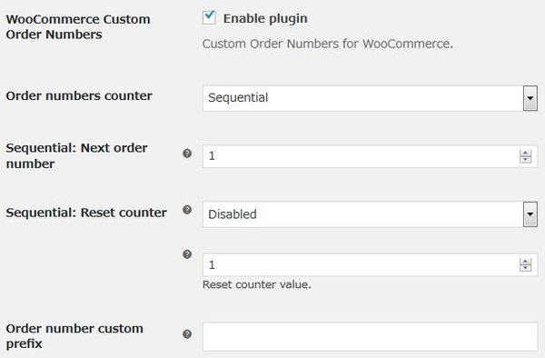 WordPressプラグイン「Custom Order Numbers for WooCommerce」のスクリーンショット