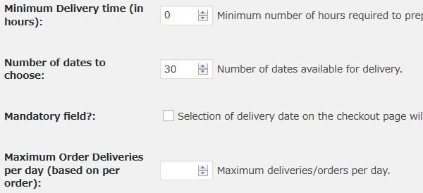 WordPressプラグイン「Order Delivery Date for WooCommerce」のスクリーンショット
