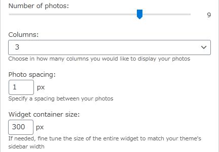 WordPressプラグイン「Meks Easy Photo Feed Widget」の導入から日本語化・使い方と設定項目を解説している画像
