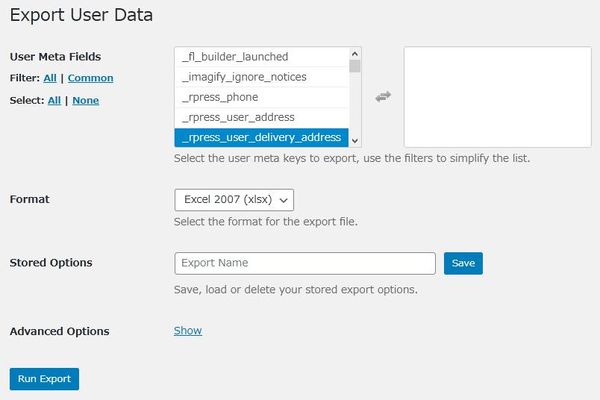 WordPressプラグイン「Export User Data」の導入から日本語化・使い方と設定項目を解説している画像