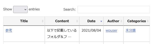 WordPressプラグイン「Posts Table with Search & Sort」の導入から日本語化・使い方と設定項目を解説している画像