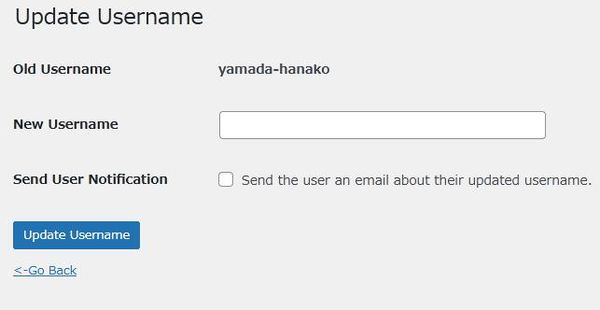 WordPressプラグイン「Easy Username Updater」の導入から日本語化・使い方と設定項目を解説している画像